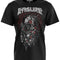 Schwarzes T-Shirt mit grafischem Aufdruck.