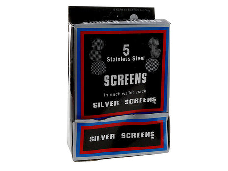 Silberne Edelstahlsiebe in einer Brieftaschenpackung.